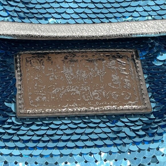 RARE Coach Poppy Turquoise Sequin Spotlight 2-Way Shoulder Bag Handbag - Picture 3 of 12